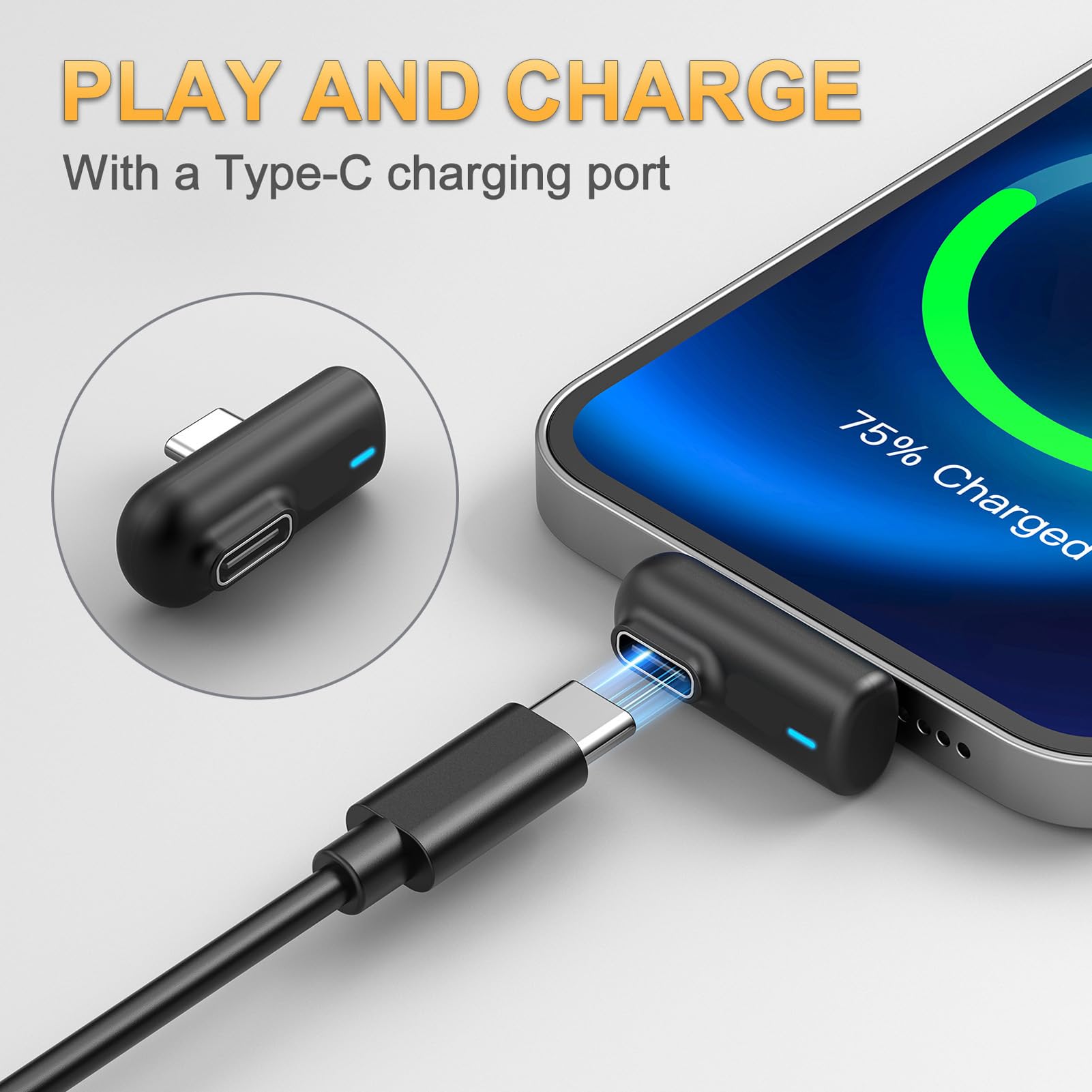 Denash Écouteurs de Jeux sans Fil, Mode Double Bluetooth à Faible Latence 2,4 GHz avec Micro ENC, Dongle USB C pour Tablette Téléphonique PC Console de Jeu PC (Black)