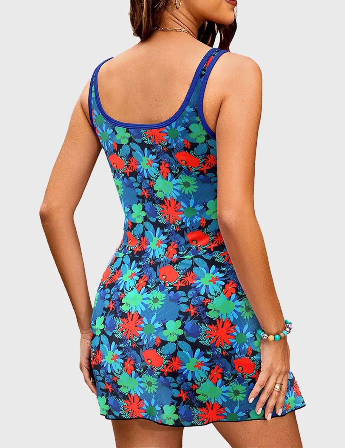 Swim Suits for Women 2026 Tummy Control One Piece Swimsuit Modest Ruched Swimdress Bathing Suit with Built-in Shorts