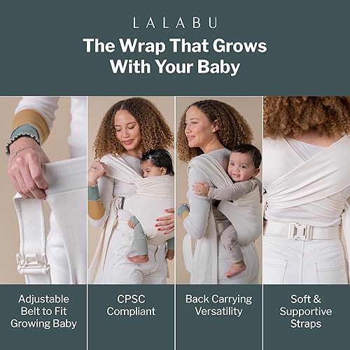 Miniatura 4 de Lalabu The Simple Wrap Baby Wraps Carrier - Elegante portabebés para recién nacidos y niños pequeños de 13 a 28 libras. Probado en seguridad, fácil