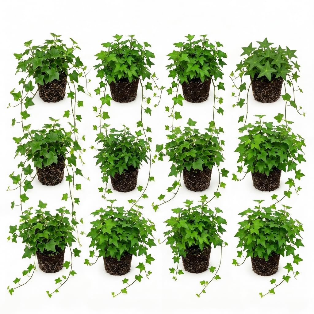 Vdvelde․com - Efeu Pflanzen Set 12 Stück, Hedera Kletterpflanze P9 Topf