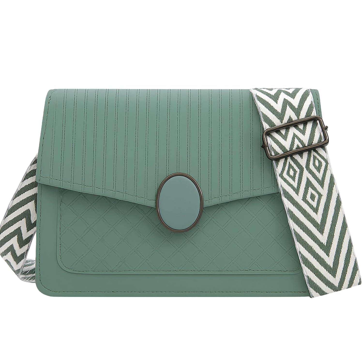 ITALISH Quilted Pattern Leather Crossbody Sling Bag with Striped Pattern 23 x 18 x 7 cm