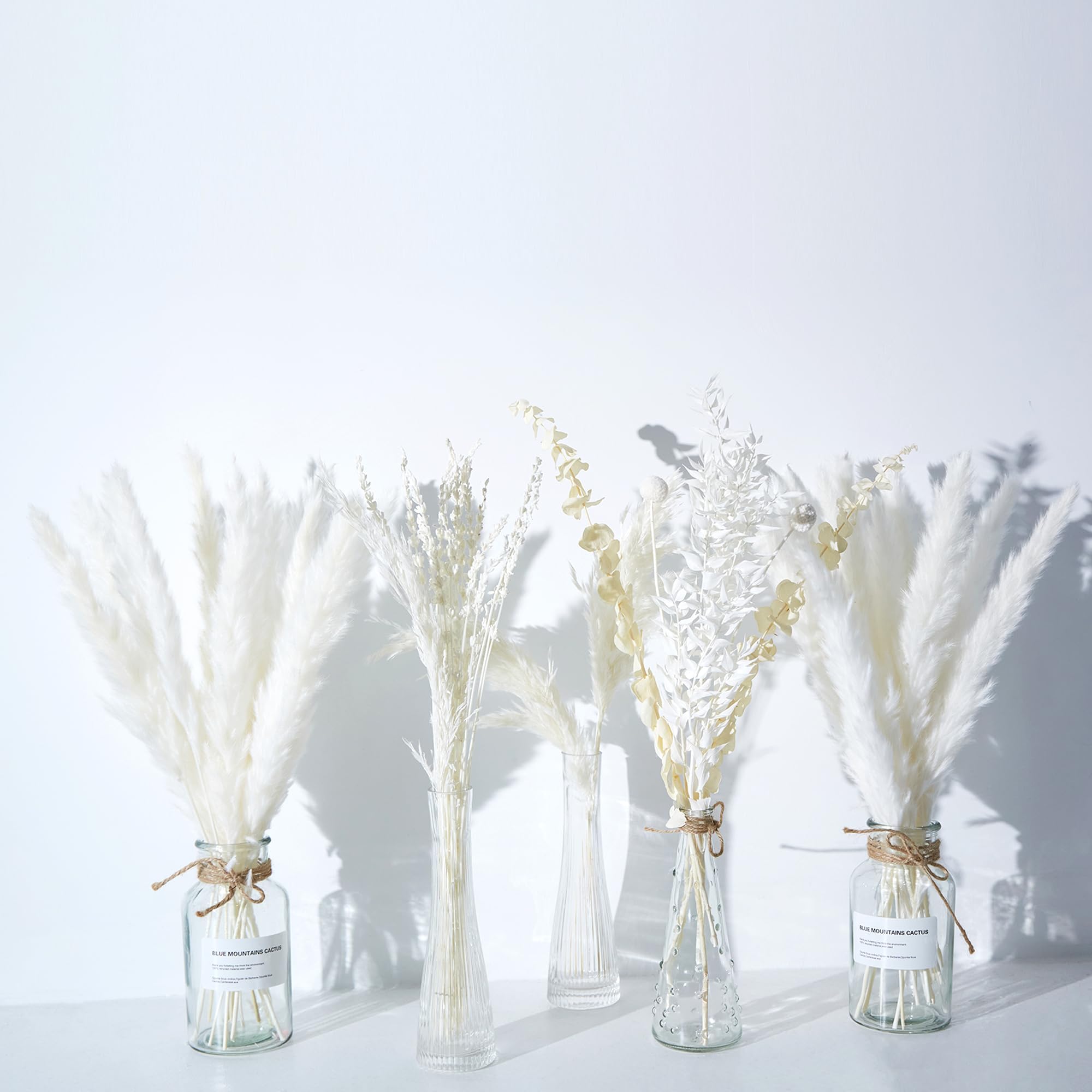 White Pampas Grass Decor for Table Room Centerpiece Table Decorations Nature Dried Pampas Flower Decor for Wedding Arrangement for Boho Home Pampas Bouquet, White