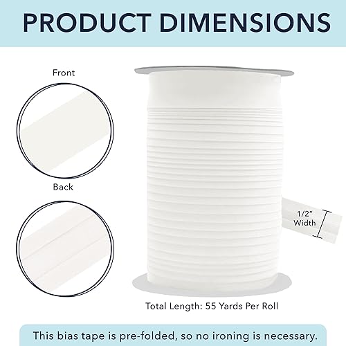 Miniatura 196 de Mandala Crafts Cinta al bies de un solo pliegue de 5/8 pulgadas para coser, acolchar, tuberías, dobladillo, manta y encuadernación de colcha, cinta