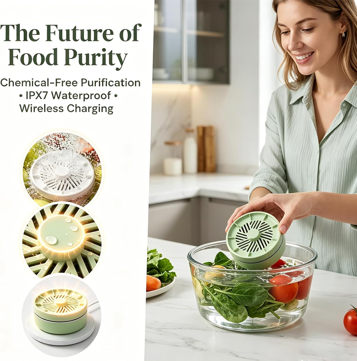 Fruit and Vegetable Washing Machine, 2026 New Fruit Cleaner Device, IPX7 Waterproof Portable Food Purifier, Portable USB Wireless Purifier Cleaner for Fruits, Meat, Vegetable, Tableware (2pcs-B)