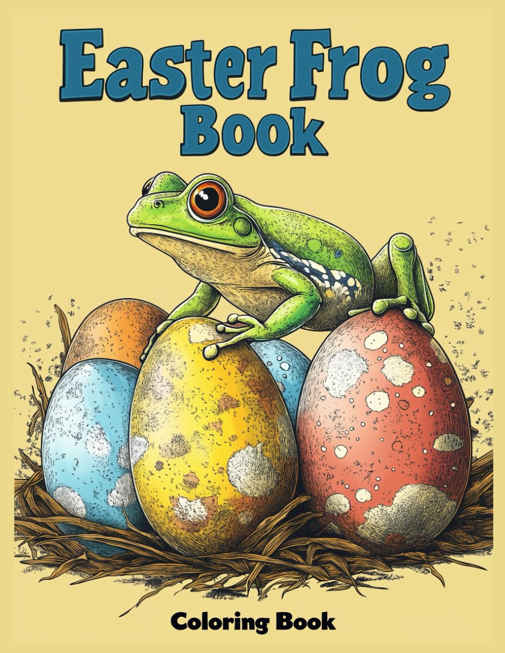 Easter Frog Coloring Book: Frog Easter Eggs Coloring Pages for Relaxation, Stress Relief