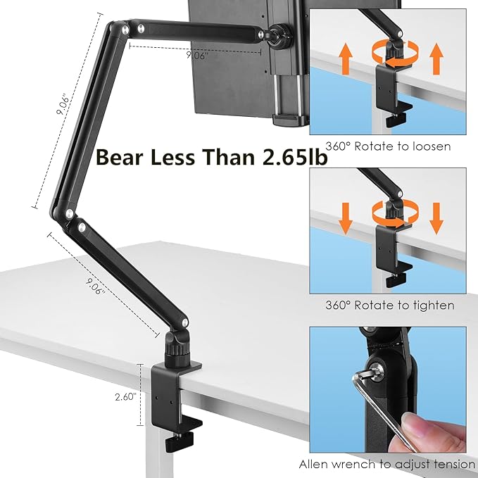 Soporte de Mesa para Tablet Polbecky, Ajustable, Negro miniatura 4