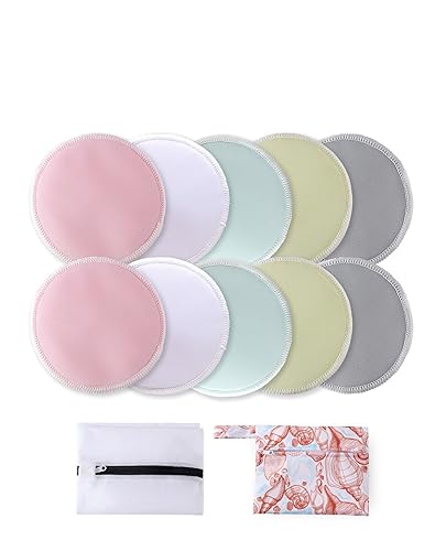 Miniatura 7 de Almohadillas para el pecho, 12 almohadillas reutilizables de lactancia lavables + bolsa húmeda y bolsa de lavandería, almohadillas para el pecho