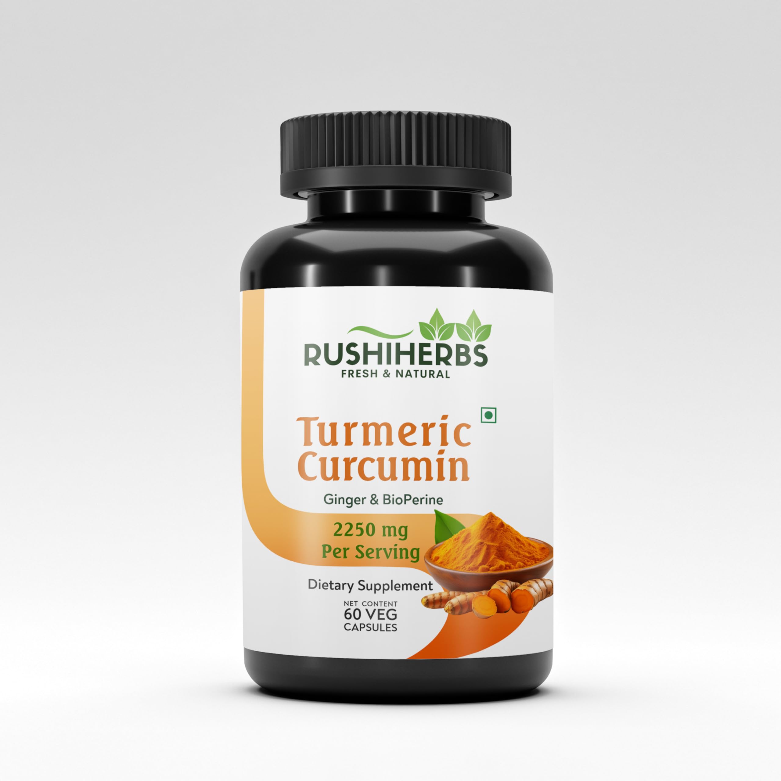 Turmeric Curcumin 2250mg with Ginger and BioPerine, 60 Veg Capsules, Dietary Supplement-image-43