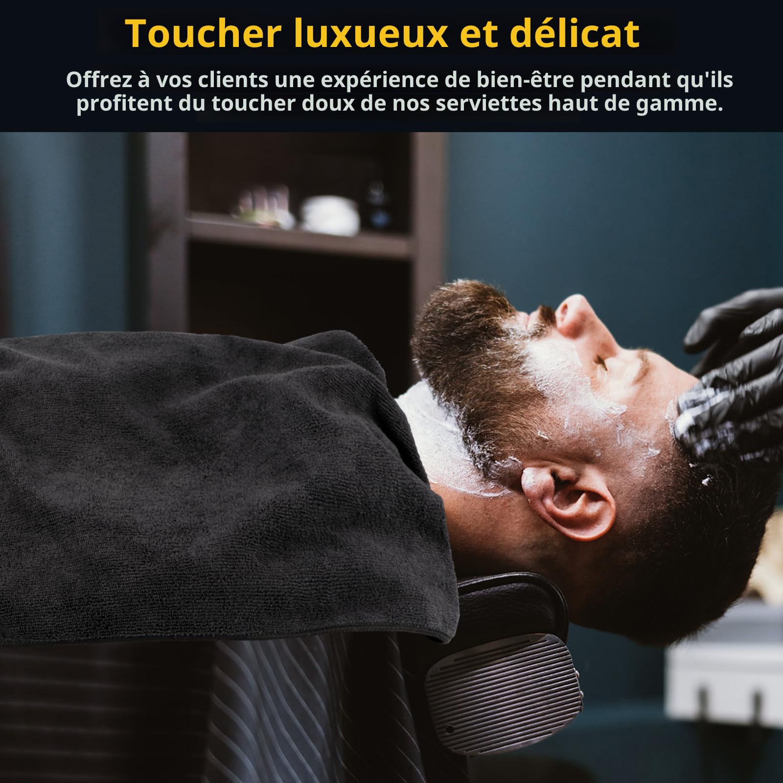 Serviette Microfibre Décorative Noire 30x30 Cm - Absorbante Et Douce - Pour Salle De Bain, Cuisine, Spa - Idée Cadeau