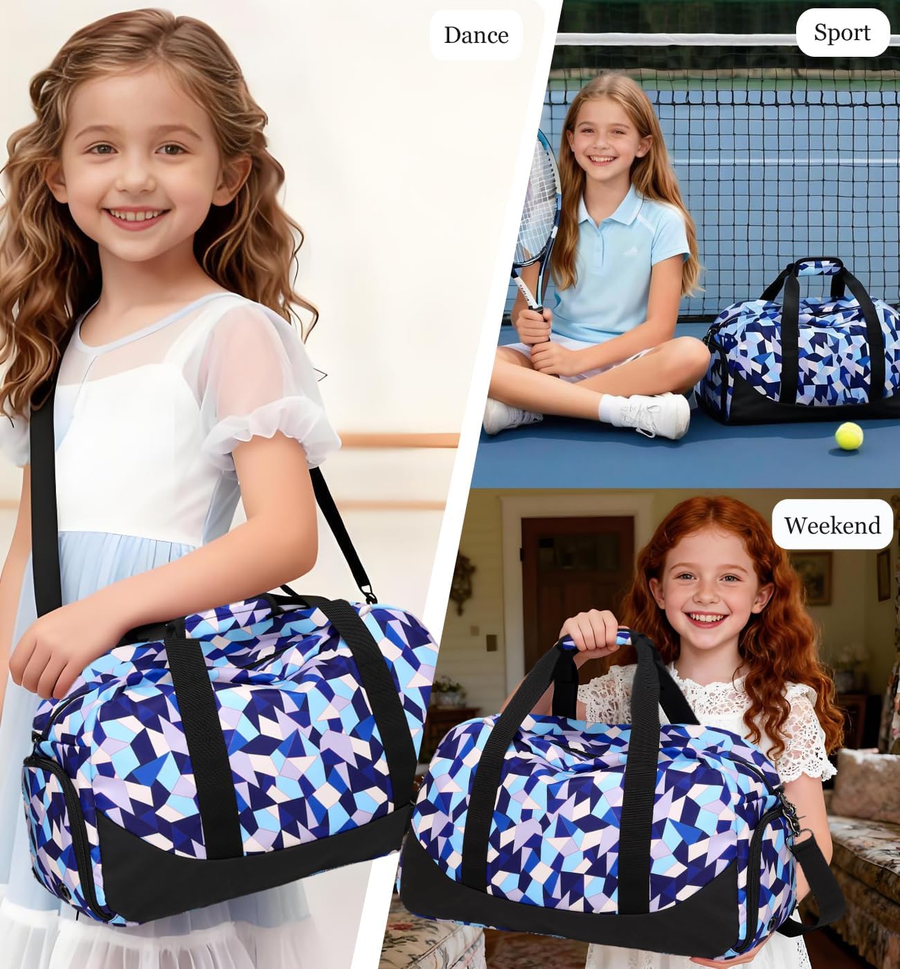 DSIUE Kids Duffle Bag Girls Sports Gym Bag, Small Weekender Overnight Bags Carry On Travel Duffel for Women Teen Girls - Image 2