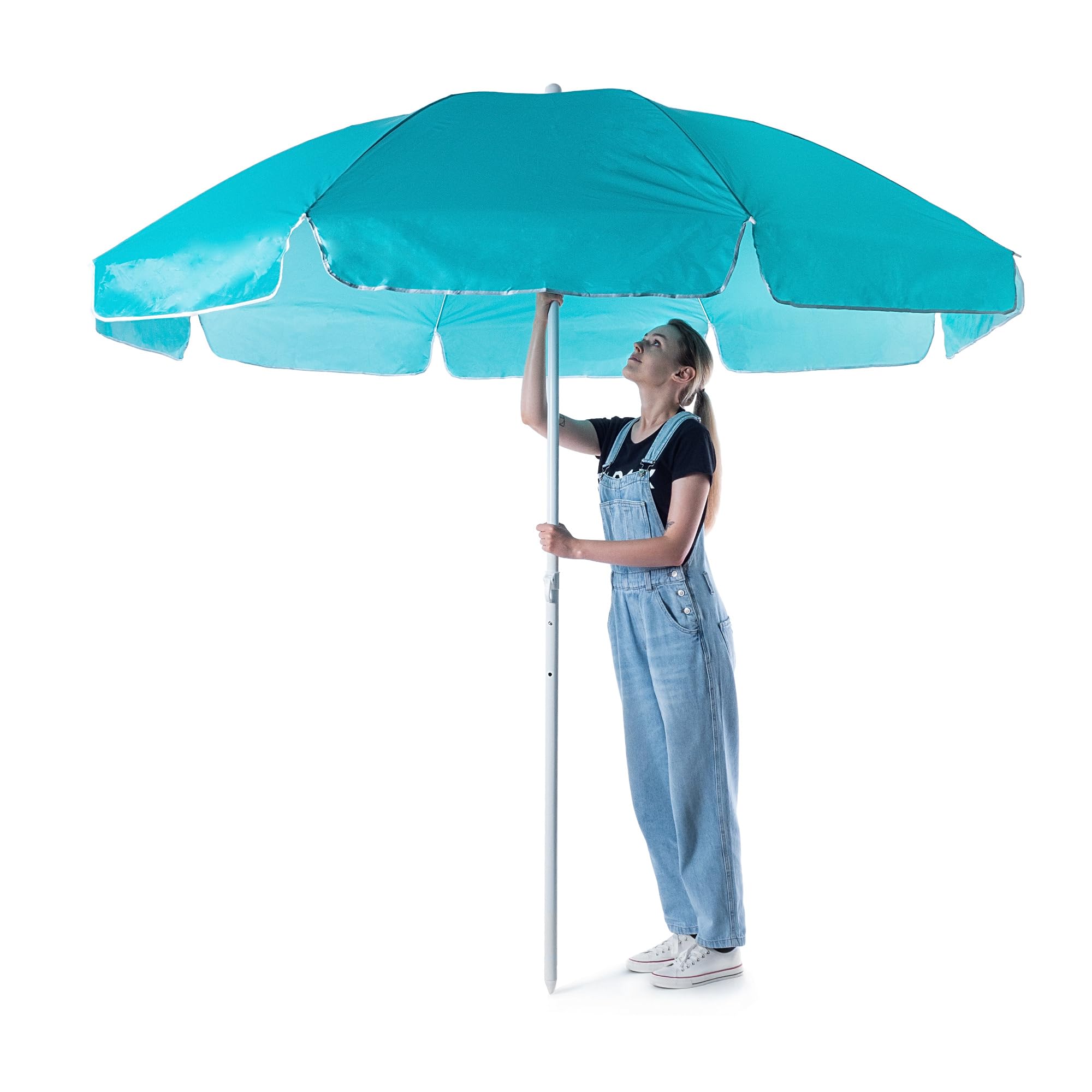 KADAX Parasol de jardin rond - 220 x 142-224 cm - Hauteur réglable - Pour balcon, jardin, terrasse, piscine et plage