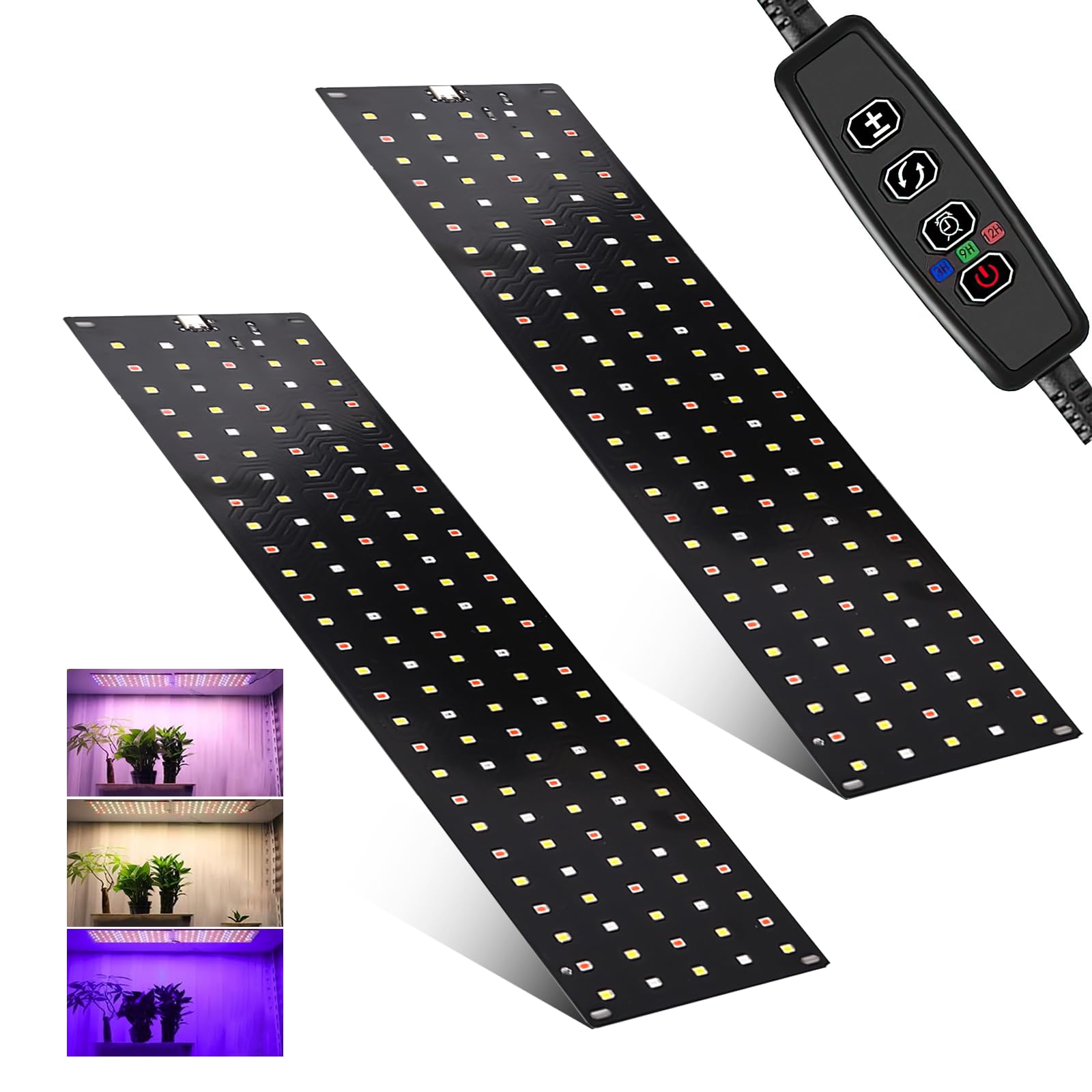 Lot de 2 lampes LED à spectre complet, 270 LED avec 3 modes d'éclairage, lampe pour plantes d'intérieur, avec minuterie, 10 types de luminosité