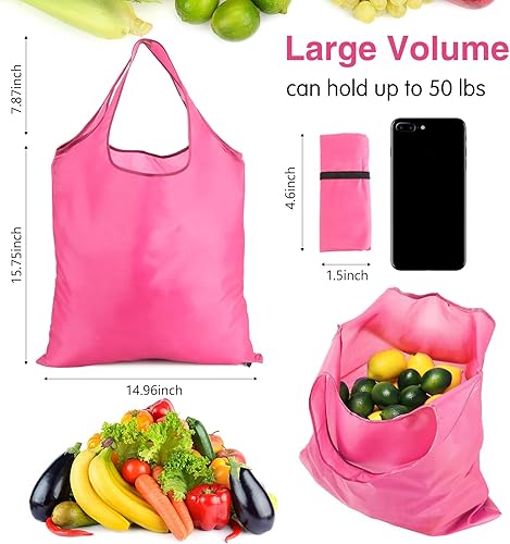 Miniatura 2 de Silkfly 24 bolsas de compras reutilizables duraderas plegables grandes para cocina, a granel con asa, bolsa de almacenamiento lavable resistente