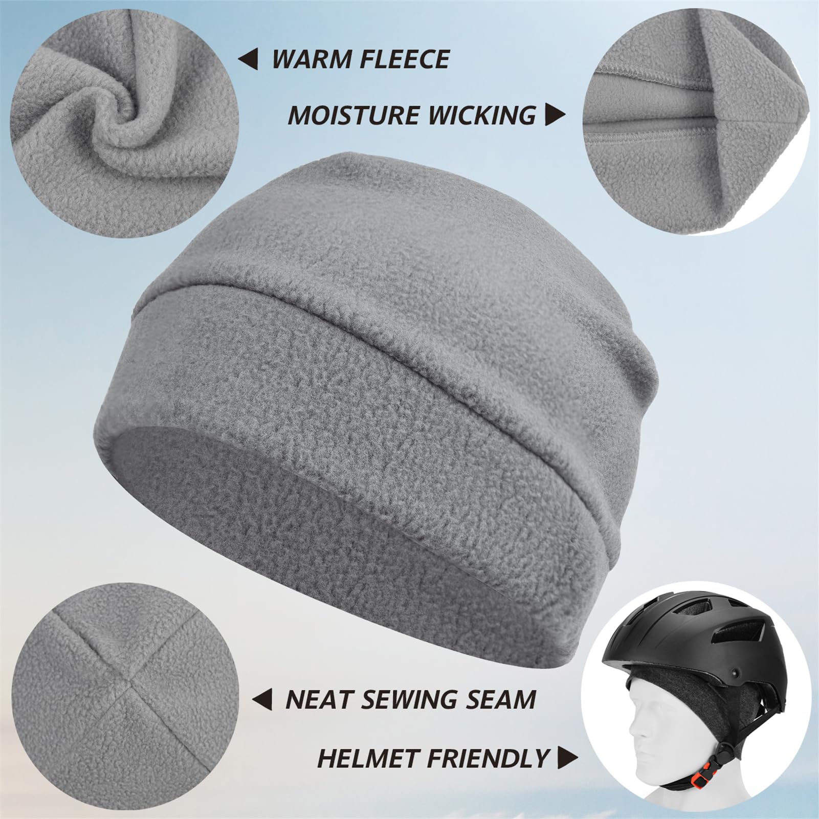 Headshion Lot de 2 bonnets de montre en polaire épais avec doublure pour casque d'hiver chaud
