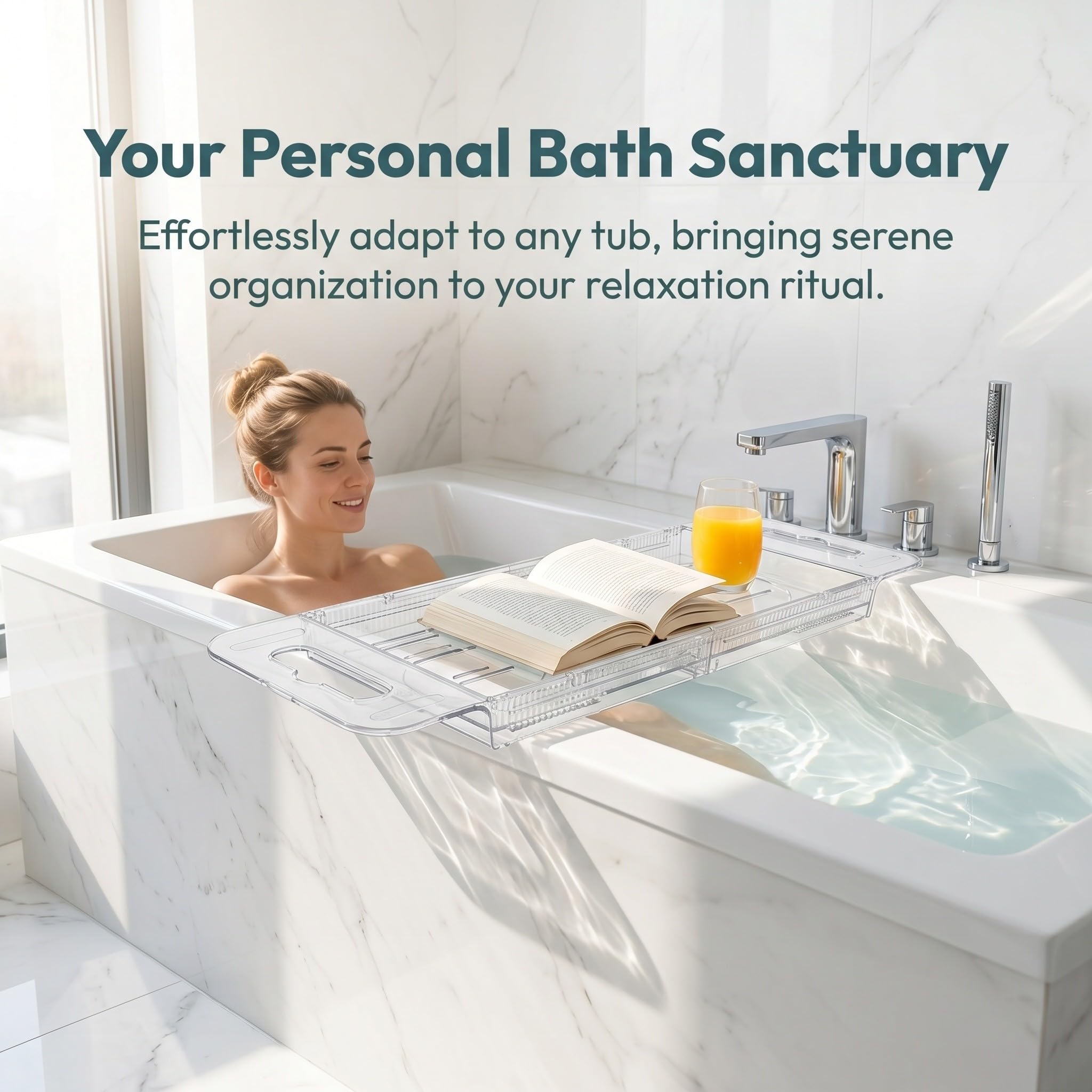 Estante Extensible para bañera: Bandeja Ajustable para bañera, Ideal para el baño, con Capacidad para Vasos, jabones, Juguetes y Otros artículos de baño. Cuenta con una Superficie