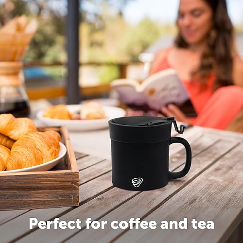 Miniatura 4 de Silipint Vaso de café de silicona de 16 onzas con tapa abatible, irrompible, apto para lavavajillas, microondas, horno y congelador, taza