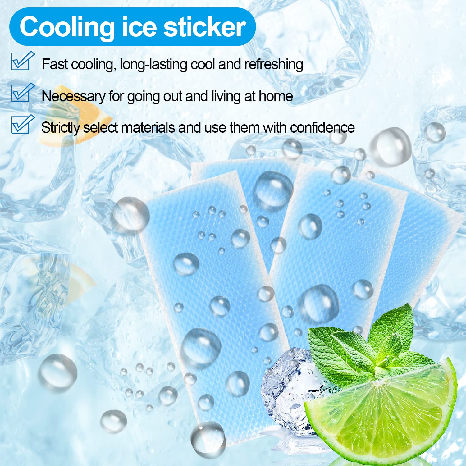 50 Pezzi Ghiaccio Gel, Cerotti Refrigeranti, Patch di Raffreddamento, Cefalea Rinfrescante Cerotto Freddo per Febbre, Sollievo Dalla Febbre, Alleviare la Stanchezza