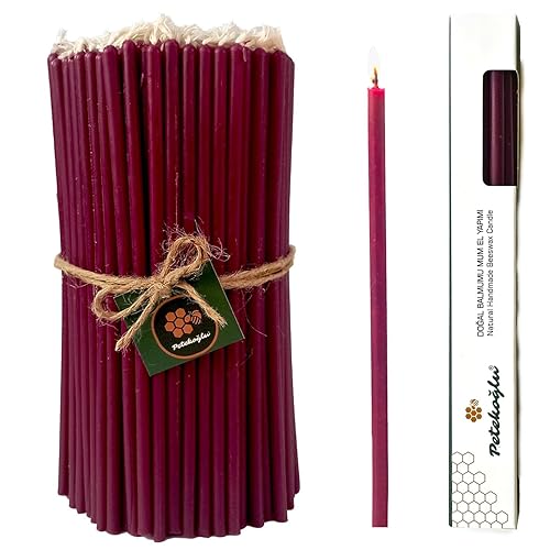 15-Pack Beeswax Wish Candles – Handcrafted, Drip-Free, Smoke-Free Slim Taper