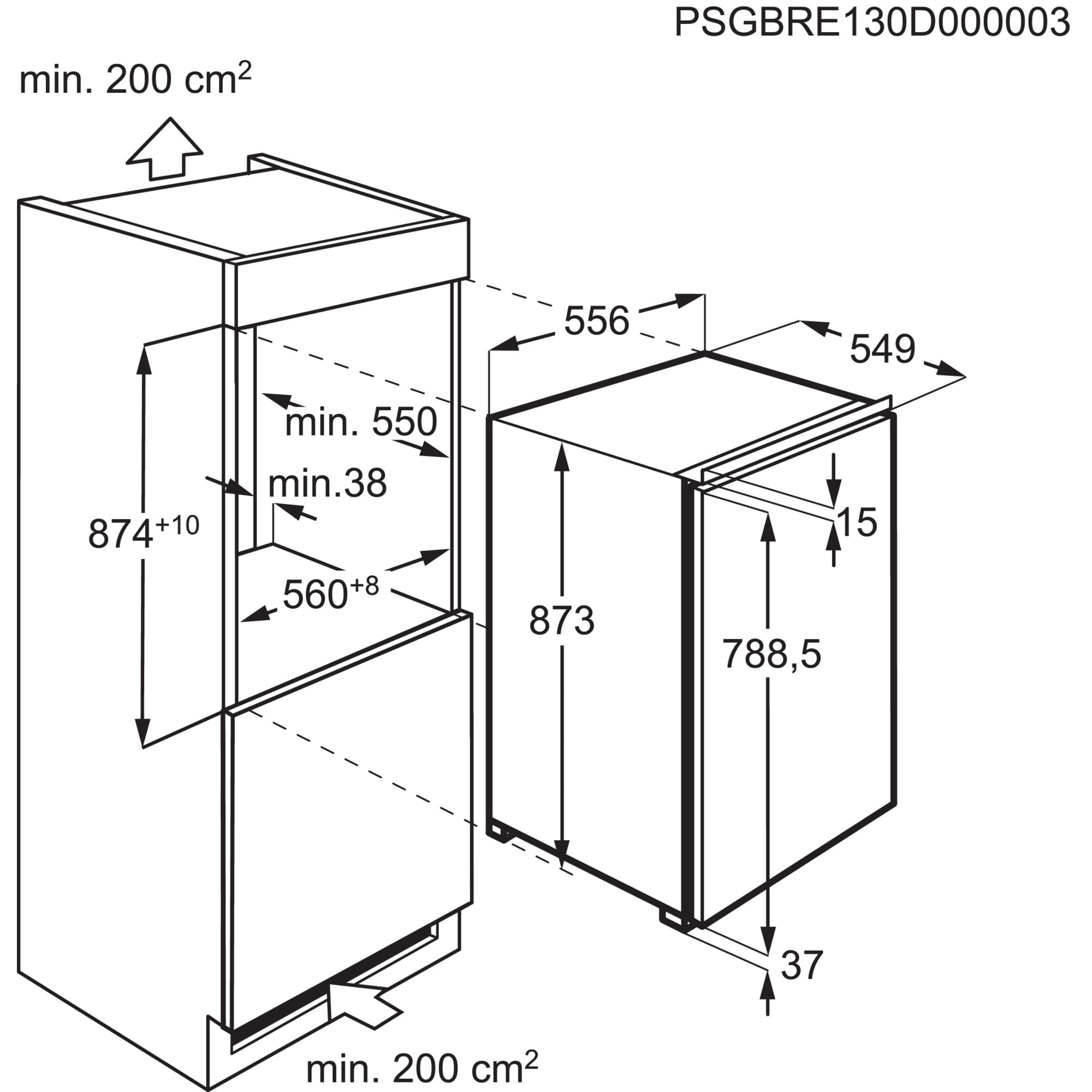 AEG Einbau-Gefrierschrank 88cm, Serie 6000 LowFrost: weniger Eisbildung für leichteres Abtauen, 4-Sterne Gefrierraum 98L, LCD-Display, Schnell-Gefrier-Funktion, Temperaturalarm, Festtür, TAB6L88EF