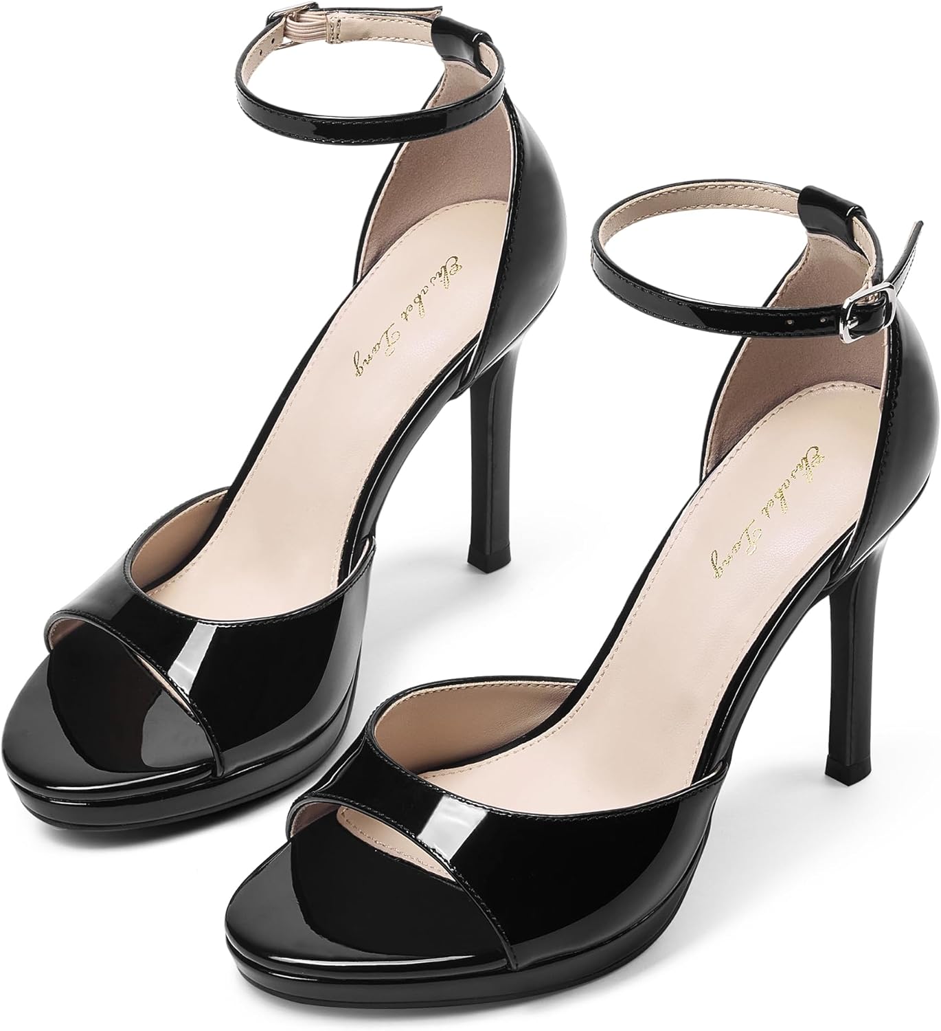 Elisabet Tang Woman's Round Open Toe Ankle Strap Heeled Platform Sandals Stiletto High Heel Sandal Dressy Sexy Wedding Party Shoes - Image 4