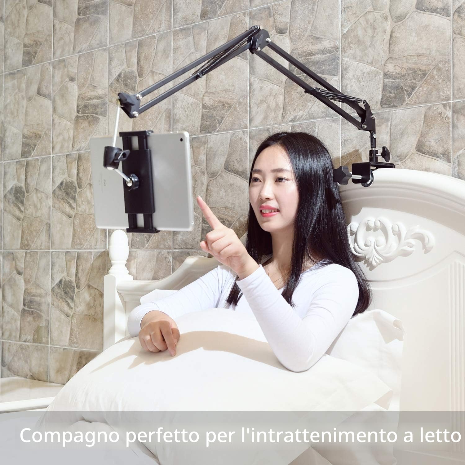 SAMHOUSING Supporto da letto per tablet, girevole a 360 gradi, con braccio in alluminio, per iPad, iPhoneXS, N-Switch, Amazon Kindle Fire o altri dispositivi con schermo da 4,7 a 12,9 pollici