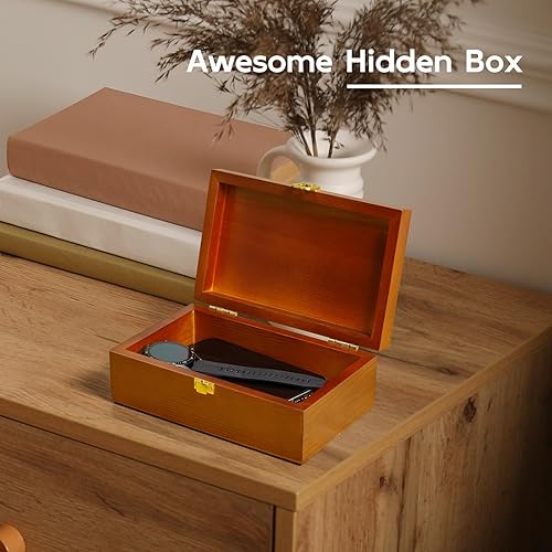 Miniatura 6 de Caja decorativa de madera con tapa, Joyero, Caja de recuerdos, Pequeñas cajas de recuerdo con tapas, Caja de regalo de madera, Rojo marrón