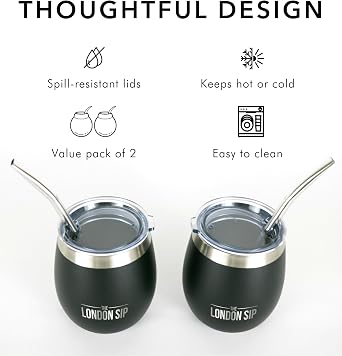 Here & Now Yerba Mate Cup and Bombilla Set | 2 Mate Pumpkin, Spill Resistant Lids and Mate Straws | Including Bombilla Brush and Pouch | Yerba Mate Pumpkin with Bombilla Mate & Mate Tea Cup