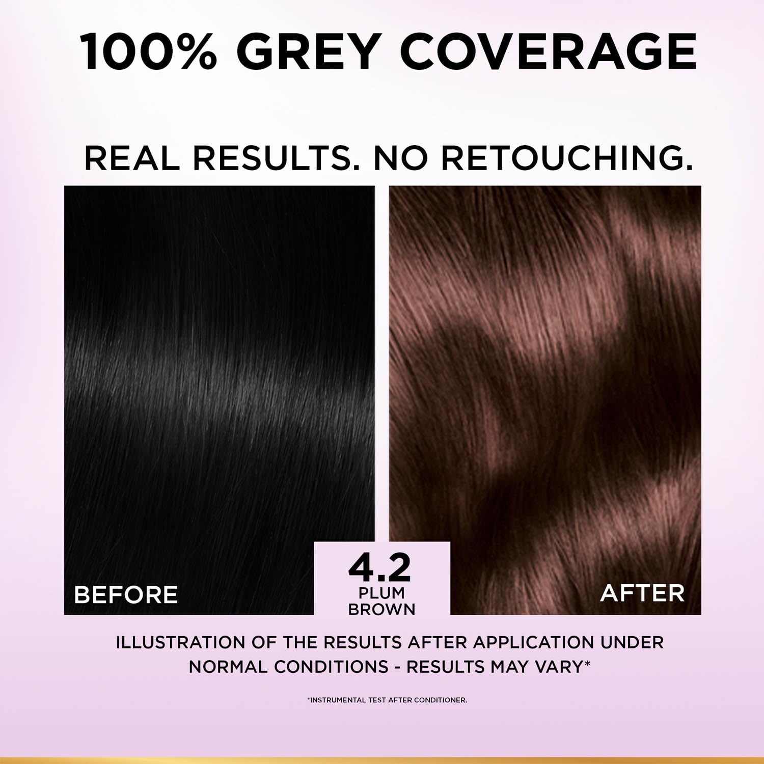 L'Oreal Paris Hair Colour, Radiant At-Home Hair Colour with up to 100% Grey Coverage, Excellence Creme, 4.2 Plum Brown, 72ml+100g 3
