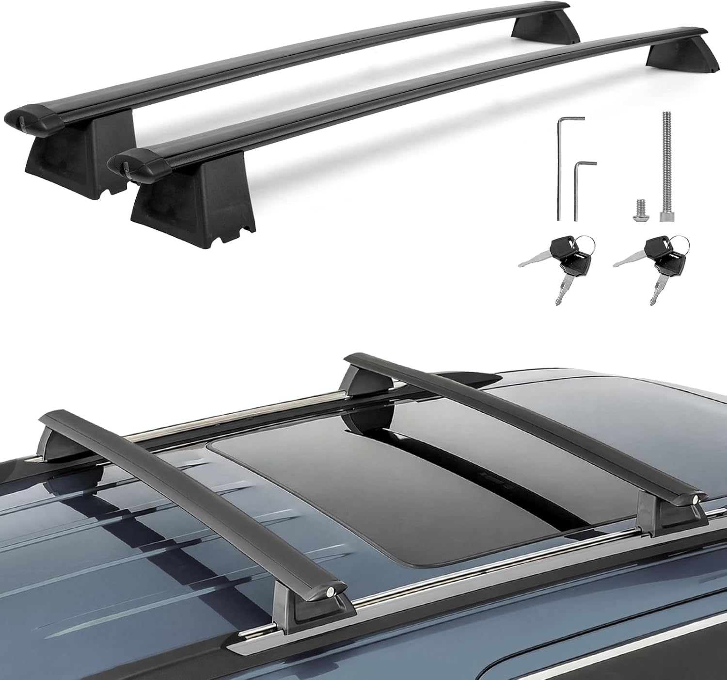 Roof Rack Cross Bars for 2011-2021 Jeep Grand Cherokee Accessories, Lockable 165lbs Aluminum Roof Rack Crossbars Storage Accessories, Bicycle Rack, Kayak Rack, Cargo Box, Cargo Carrier, Ski Rack