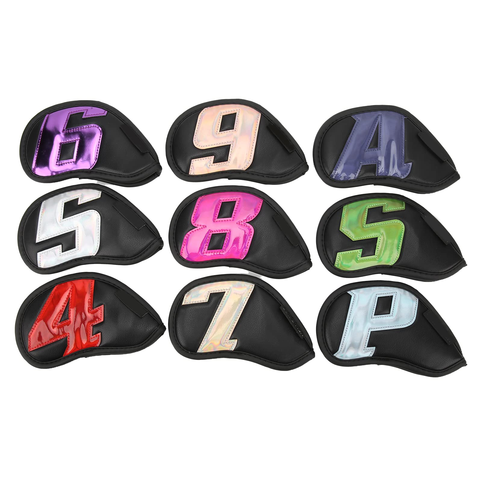 Juego de Fundas para Cabezas de Hierro para Palos de Golf, 9 Piezas, Impermeables, de Cuero PU, con números Coloridos, Cubiertas para Cabezas de Hierro para protección de Palos de