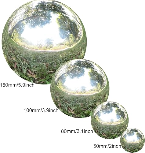 Miniatura 2 de Juego de 7 bolas de observación decorativas, 7 unidades de 1.77 a 5.91 pulgadas (1.969-5.906 in), esferas de espejo para jardín, centro de mesa,