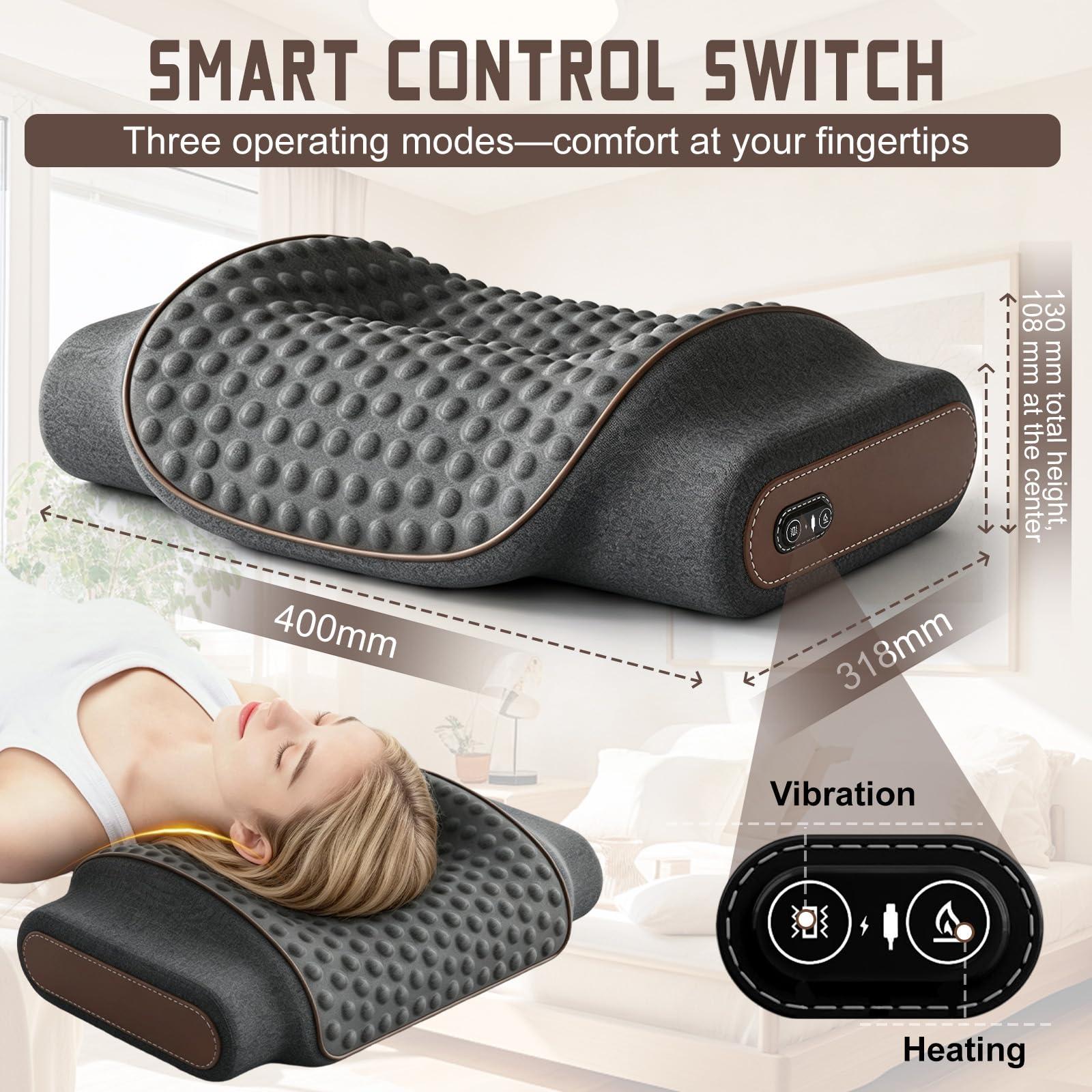 3-in-1 Nackenmassagegerät Elektrisch mit Wärme und Vibration