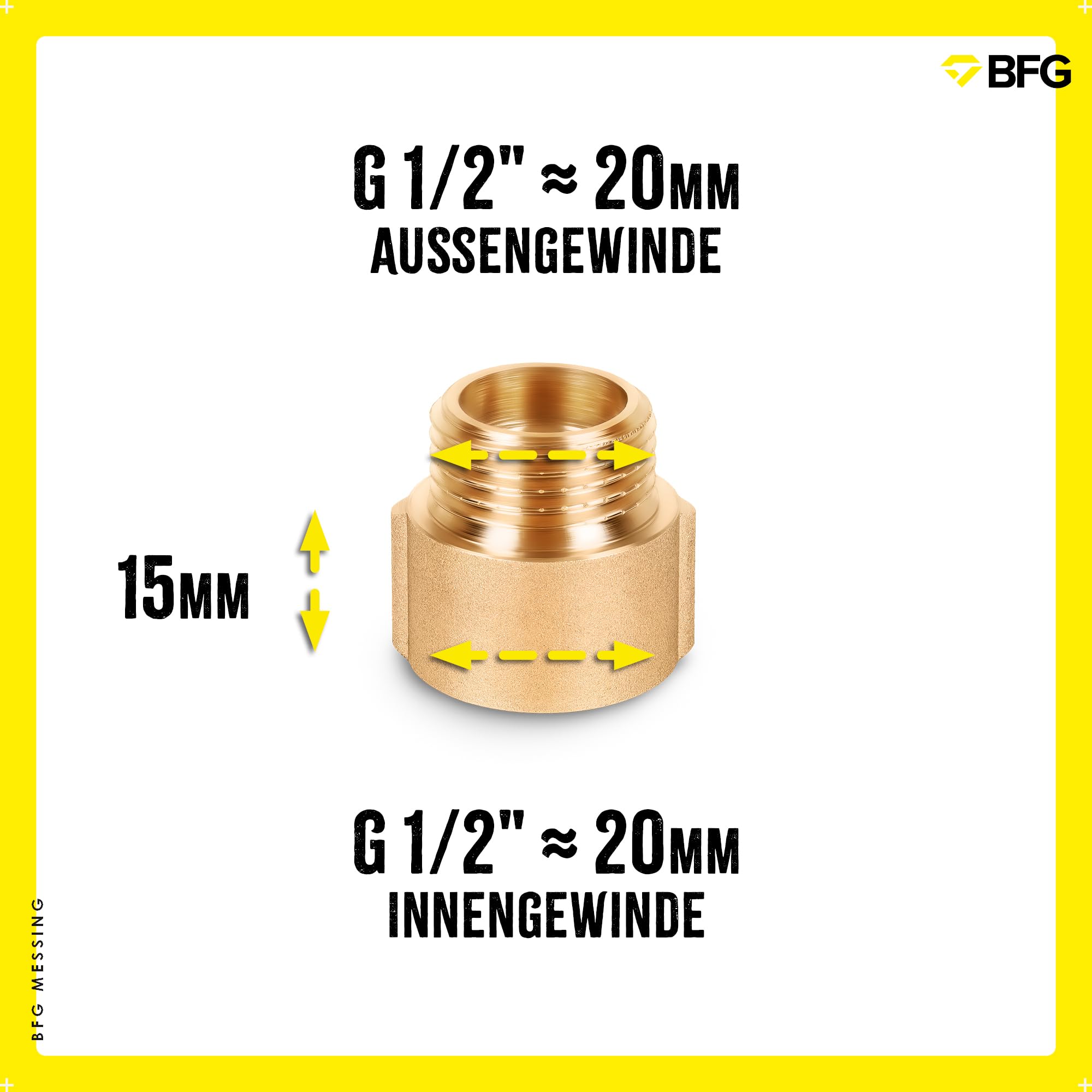 BFG 15 mm kraanverlenging 3/4 inch ( 25 mm) IG/AG, 2 stuks 15