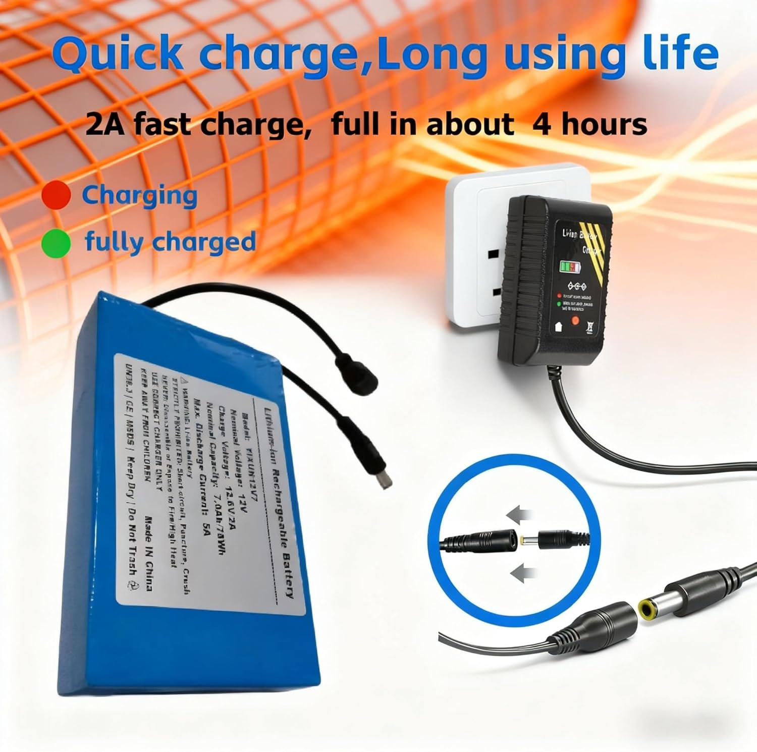 Rechargeable 12V Battery Pack 7000mAh with Charger - Power LED Strips, Cameras, Solar Panels DIY Project & More