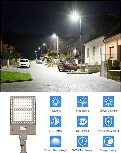 Miniatura 2 de KUKUPPO Luces LED de estacionamiento de 400 W, certificación UL DLC, grado industrial, luz de inundación LED de 5000 K, 60,000 lúmenes, luz de poste