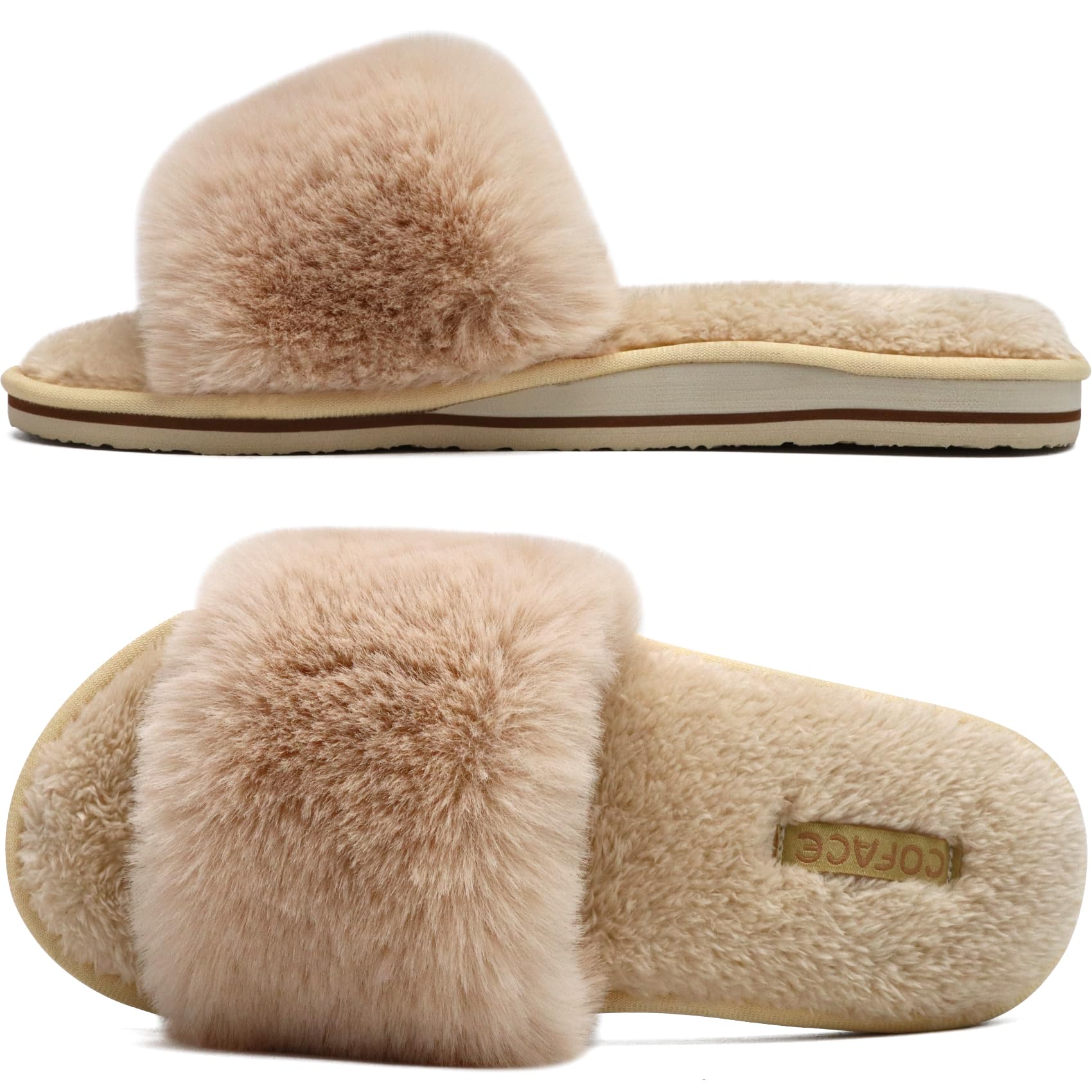 COFACE Pantofole Donna Scarpe da Casa Invernale Ciabatte Pelliccia Donne Peluche Pantofole da Interno