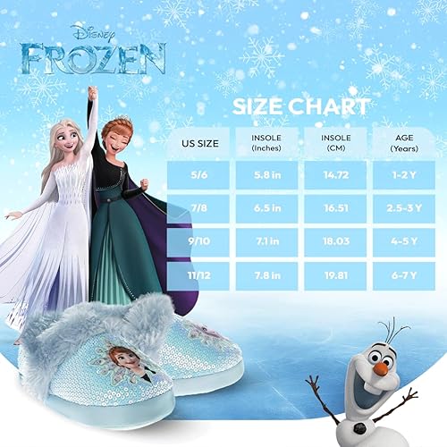 Miniatura 6 de Disney Frozen Elsa and Anna - Pantuflas de felpa para niñas, antideslizantes, cómodas, esponjosas, ligeras, cálidas, suaves, para interiores y niñas