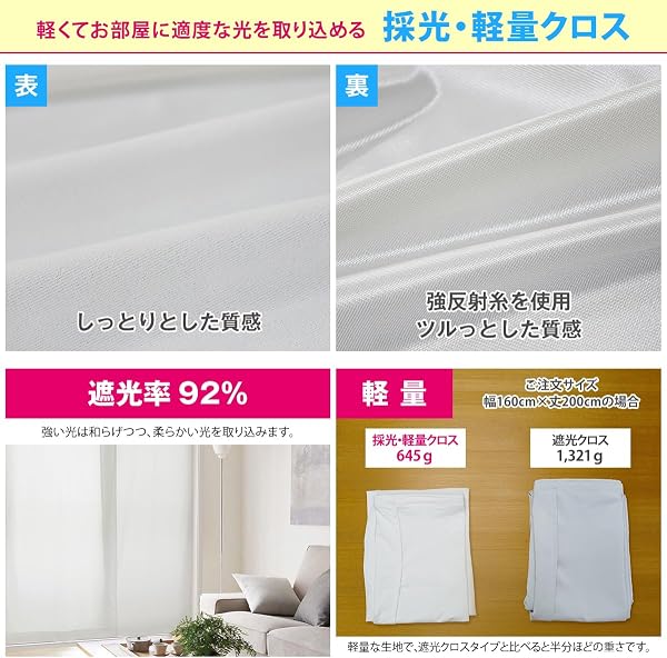 [カーテンくれない] 節電対策に 窓 断熱 貼るだけ2分で防暑 防寒「マジで貼るだけサーマルクロス」【651サイズ】目隠し 遮熱 シート 保温 保冷 効果(幅)165cm×(丈)180cm×1枚 / 色：採光・軽量クロス - 5