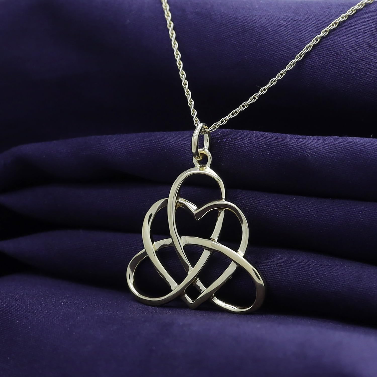 THE JEWEL ZONE Irish Triangle Celtic Knot Heart Vintage Good Luck Pendant Necklace for Women in 14K Gold Over Sterling Silver with 18" Chain, Symbolic Irish Jewelry Gift - Image 2