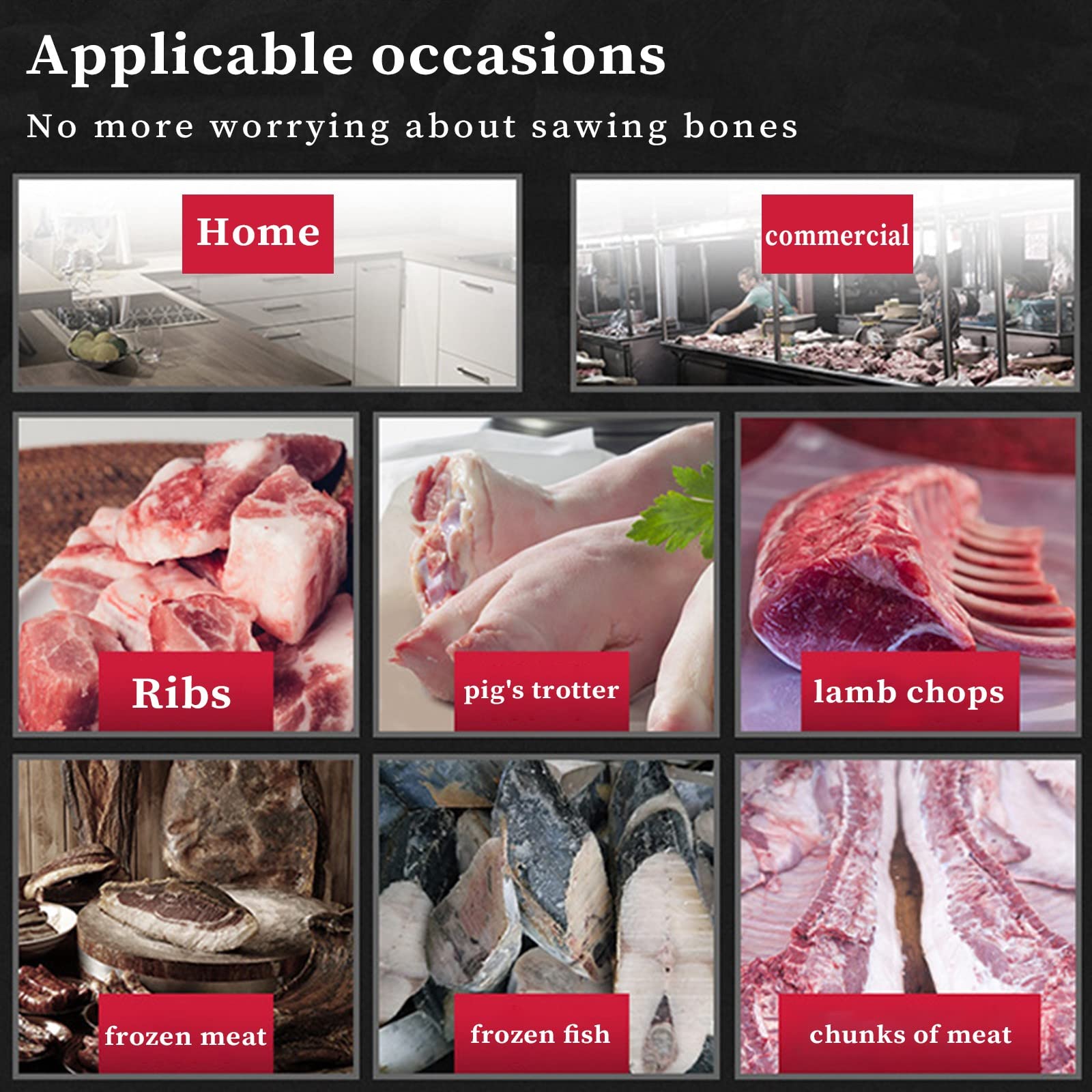 Sierra Carnicero de Mano Sierra Eléctrica para Huesos para Cortes Rápidos de Carnes y Pescados Congelados, Cortador de Huesos Eléctrico Profesional para Restaurantes y Mataderos