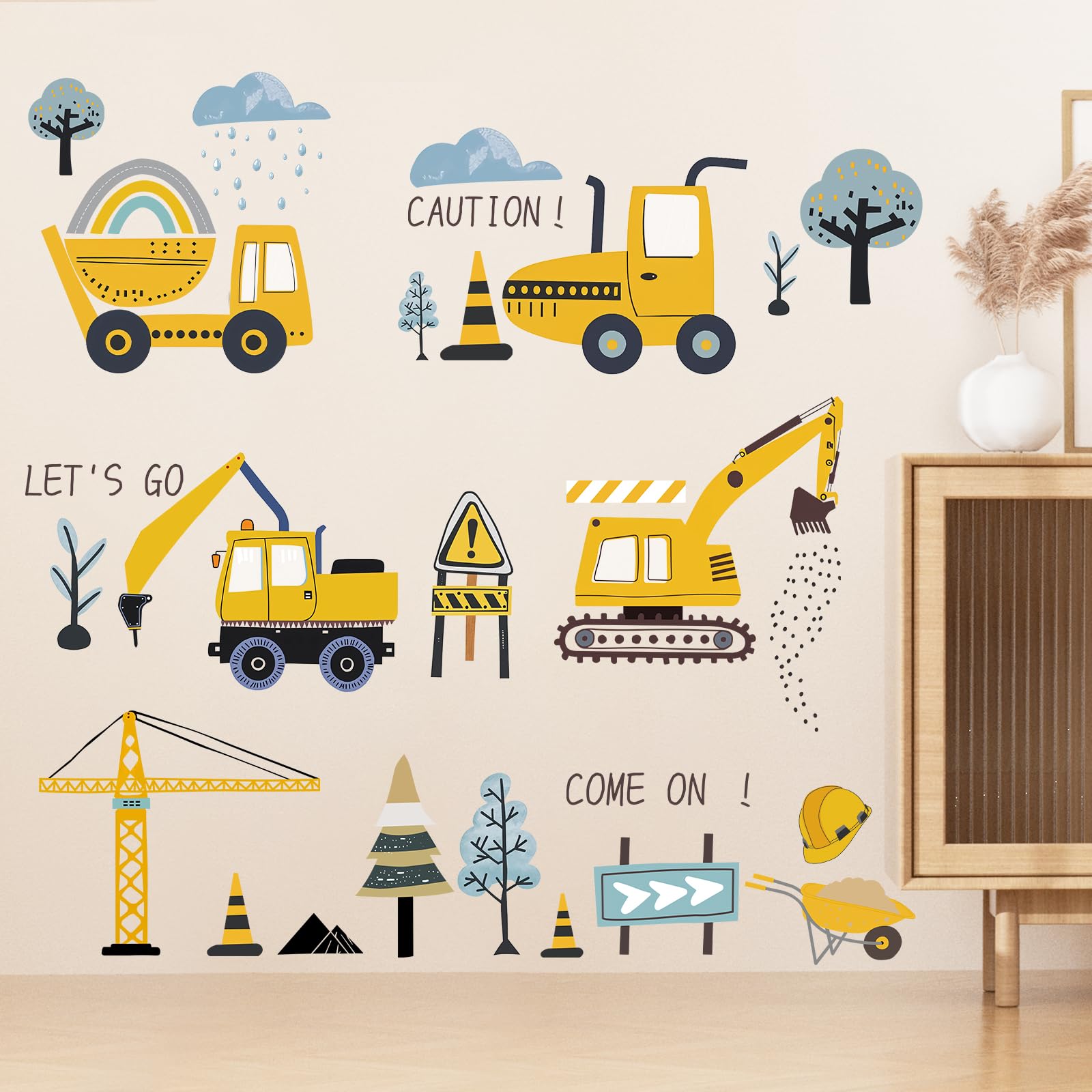 Adesivi Murali Bambini Ruspa, Bulldozer Adesivi Cameretta Bimbo, Decorazioni Cameretta Neonata, Stickers Bambini Attacca Stacca da Cantiere, Trattori Adesivi Parete Ragazzo