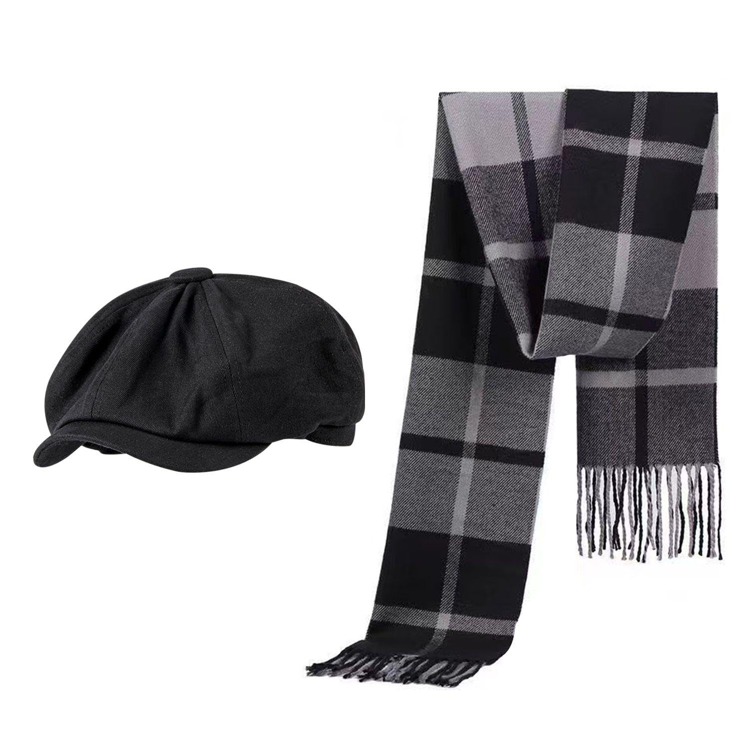 CYNOSURETECH 1 Vintage Hat And 1 Scarf, Men'S Fashion Hat, Simple Classic Hat, Warm Scarf
