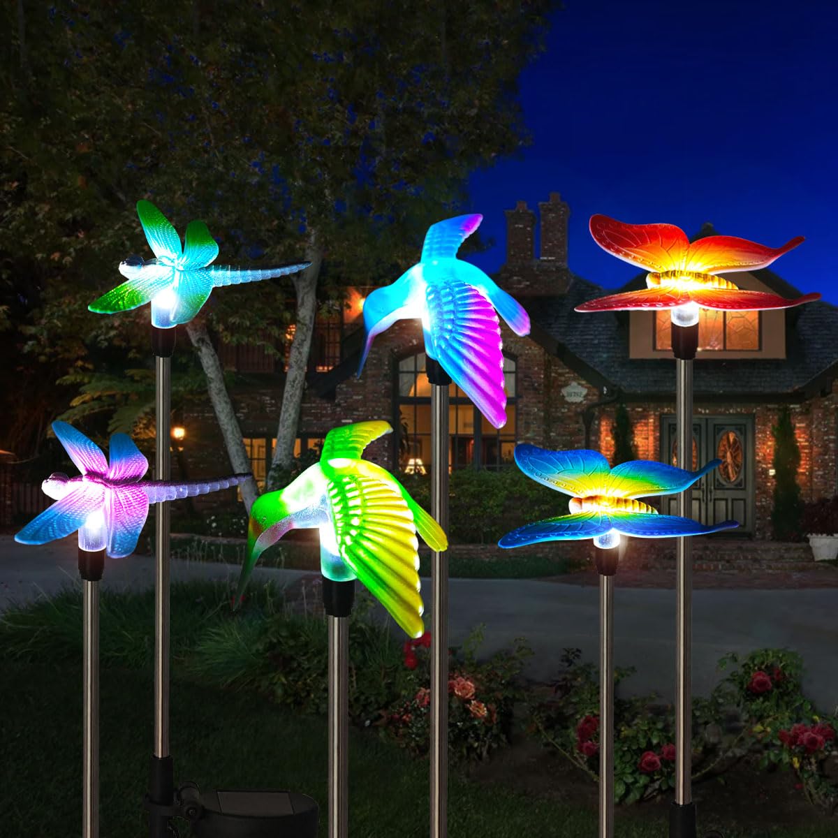 Lampe solaire sur piquet : lot de 6 balises d'extérieur pour allée de jardin