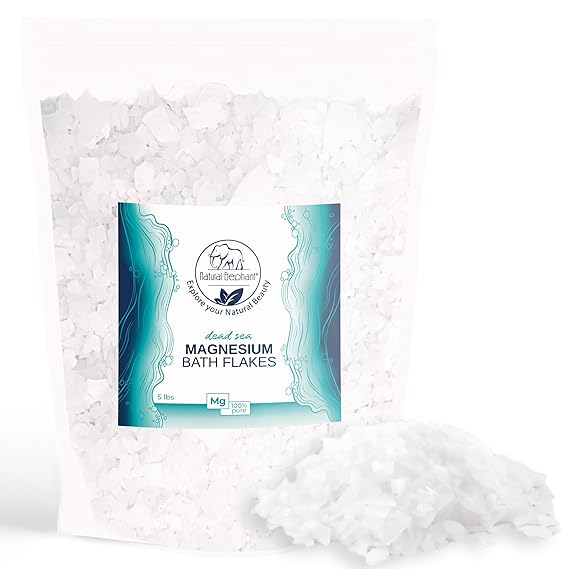 Natural Elephant Dead Sea Magnesium Bath Flakes | 5 lb (80 oz) Bag | Pure Magnesium Chloride Soak for Body and Foot | Ideal for a Soothing Bath Experience | Alternative to Epsom Salt