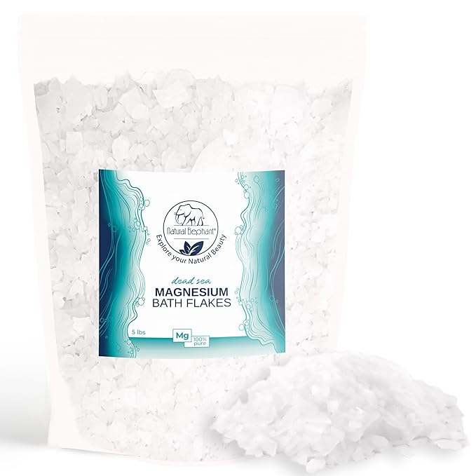 Natural Elephant Dead Sea Magnesium Bath Flakes | 5 lb (80 oz) Bag | Pure Magnesium Chloride Soak for Body and Foot | Ideal for a Soothing Bath Experience | Alternative to Epsom Salt