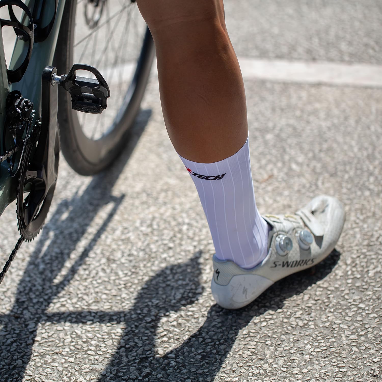 Calza Crono 7, 1 Paio, Calza Tecnica Aerodinamica, Calza Ciclismo, Costine per Minima Resistenza all'Aria