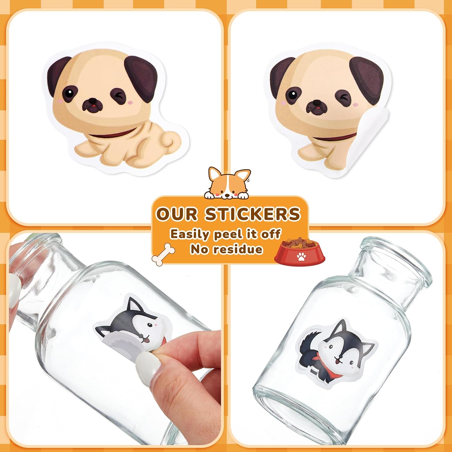 Qeeenar 500 Pcs Dog Stickers for Kids Roll, Cute Animal Reward Party image 4