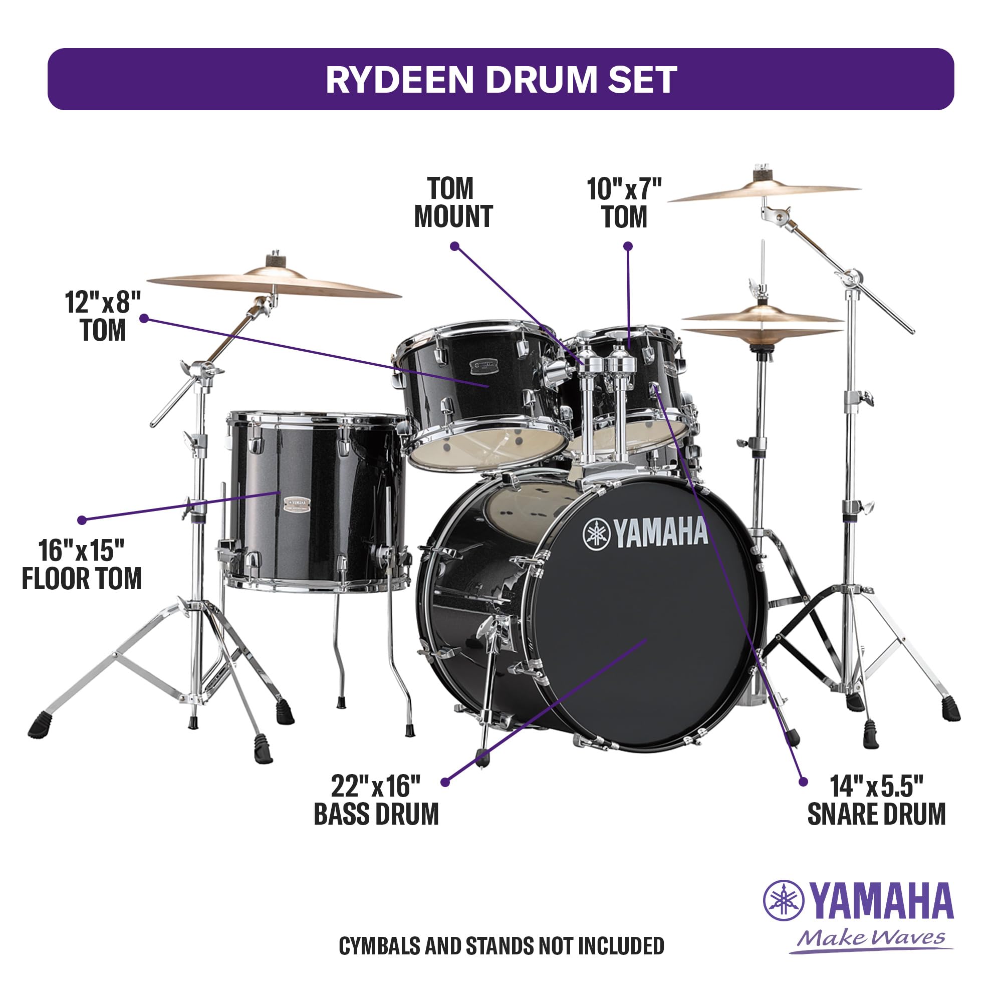 Amazon.com: Yamaha Rydeen 5pc Shell Pack with 22