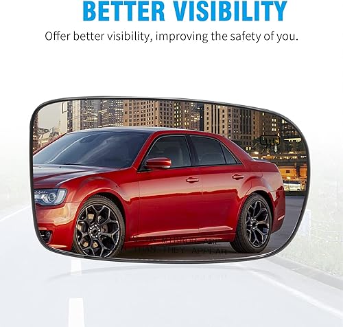 Miniatura 7 de Anxingo Reemplazo de cristal de espejo térmico para Chrysler 200 300 2011-2021, repuesto para Dodge Charger Challenger 2012-2021, lado izquierdo del