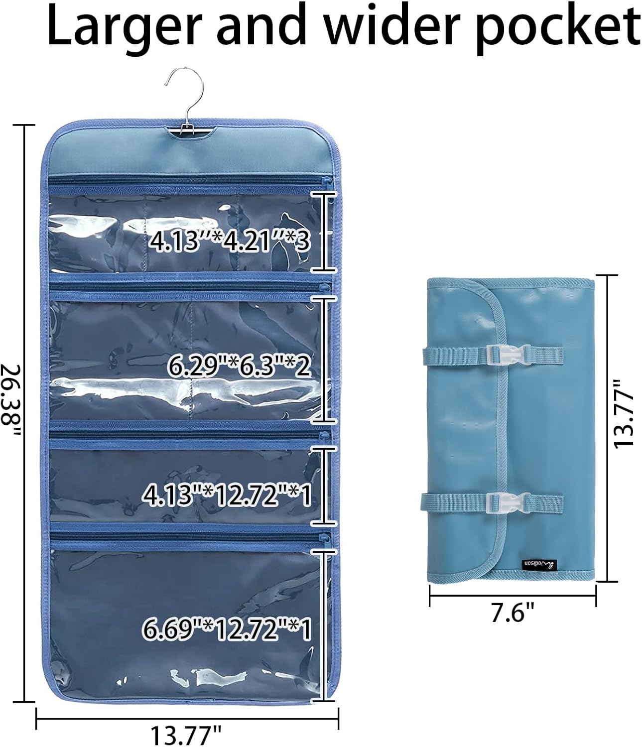 Foldable Clear Hanging Travel Toiletry Bag Cosmetic Organiser Storage - Image 2